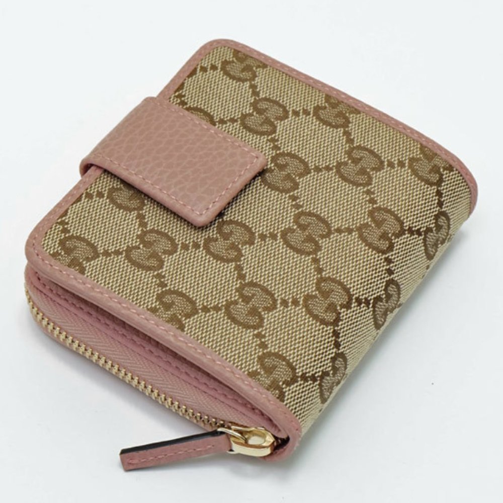 Gucci Original GG Canvas French Wallet in Pink